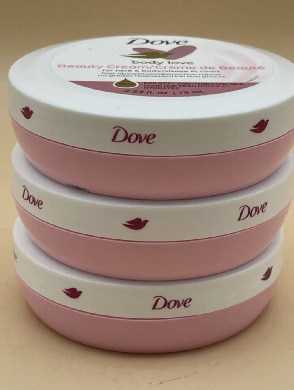 3 Pack Dove Lotion, Beauty Cream - Light, Fast-Absorbing Face and Body Cream